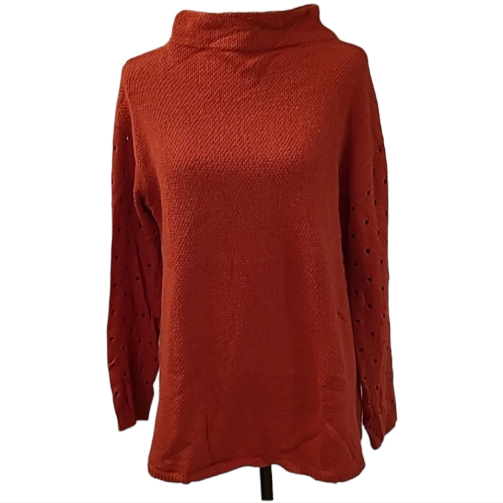 Moth Size Small Sweater Orange Knit Mock Neck